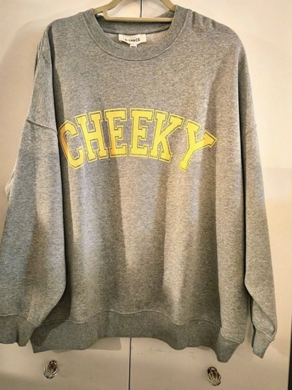 L*SPACE Legend Sweatshirt - Cheeky Graphic Sweatshirt Gray & Yellow Medium